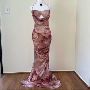 Windsor McKenzie Floral Halter Mermaid Formal Dress